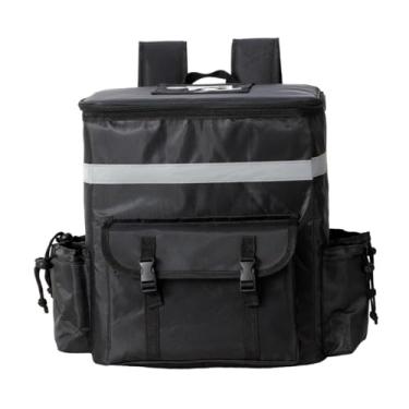 Imagem de ＫＬＫＣＭＳ Mochila para entrega de comida, sacola para viagem com pizza, recipiente para comida quente e fria com porta-copos, bolsa térmica para catering com