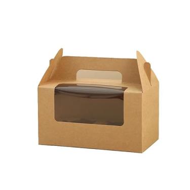 Imagem de Generic Caixa De Embalagem Para Cupcakes Papel Kraft, 100 Unidades, 16,5 X 9,5 9 Cm/6,49 3,74 3,54 Pol., Presente Natal Com Janela Transparente, 2 Cavidades Muffins, Festa Casamento, Lembrancinhas A