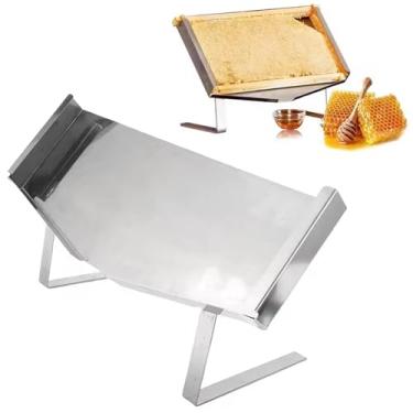 Imagem de Suporte de colmeia de abelha, suporte de moldura de abelha, suporte de colmeia de aço inoxidável de 45,7 x 25,4 cm com pés estáveis, colmeia para apicultura, restaurantes, padarias, catering