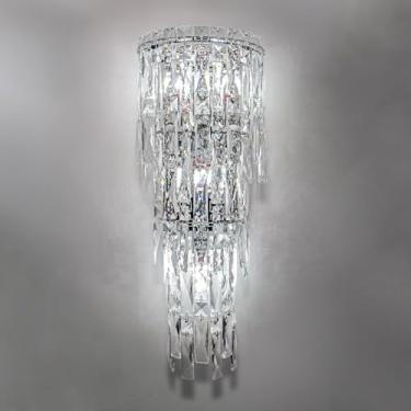 Imagem de Parede De Cristal Moderna Scoe E12 Luz De Parede Interna De Luxo Luminária De Iluminação De Vaidade Para Sala De Estar Quarto Corredor Banheiro Lâmpada Montada Na Parede, Chrome, 30inch