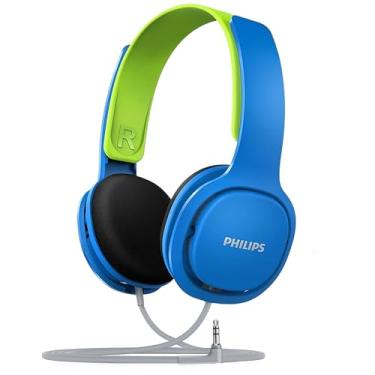 Imagem de Fone de Ouvido Infantil com Protetor e Limitador de Volume, Philips, HK2000BL/00, SHK2000BL/00, Azul/Verde