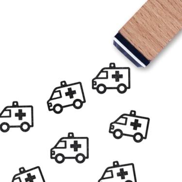 Imagem de Carimbo de borracha de ambulância, mini carimbo pequeno de 9,5 cm para planejamento de cartões de scrapbook