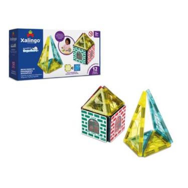 Imagem de Brinquedo Bloco De Montar Brincando de Engenheiro Magnético 12 Peças X
