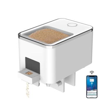 Imagem de GEZIEKID Alimentador automático de peixes WiFi para aquário, dispensador de alimentos para aquário com controle de aplicativo, alimentado por USB, adequado para tanques pequenos, alimentos peletizados