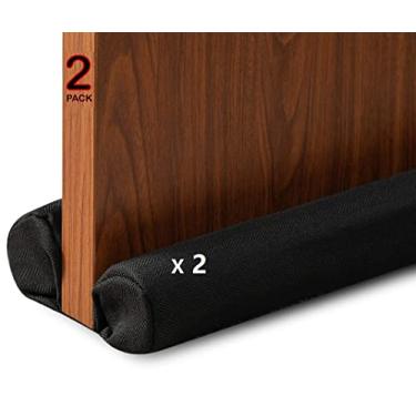 Imagem de DreamQuil Pacote Com 2 Protetores De Porta Darft, Vedação Contra Intempéries, Fundo Vedação, Bloqueador Poeira E Ruído, Isolamento Proteção Varredura 1,5" Ajustável 32 A 36" (Tecido Preto)