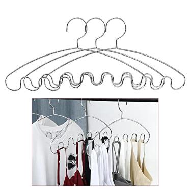 Imagem de Cabides de regata cromados, pacote com 3 cabides organizadores de armário de aço inoxidável para regatas, lingerie de sutiã, vestido com alça e camisolas, cabide de camuflagem que economiza espaço