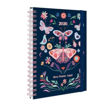Imagem de Agenda Planner Semanal Plus 2026 Personalizada Butterfly Marinho Rosa