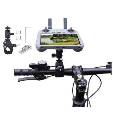 Imagem de wtohoby Suporte universal para câmera de guidão de motocicleta para DJI RC 2/RC (Flip/AIR 3S/3/Mini 4 3 PRO) com controle remoto de exibição, braçadeira ajustável de 360° para ciclismo, E-Bike,