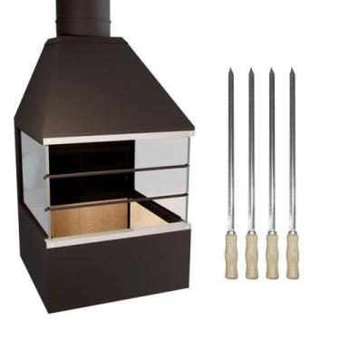 Imagem de Churrasqueira de Parede E62V - com vidros laterais e Espetos Aramado -