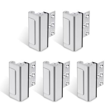 Imagem de GreaTalent Pacote com 5 fechaduras de reforço de porta de segurança doméstica, à prova de crianças, adiciona alta segurança à casa, evita entrada não autorizada, acabamento de construção de alumínio