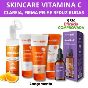 Imagem de Kit Skincare Vitamina C Anti Idade Clareador Dermachem, Sérum Bioretin