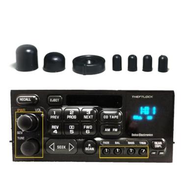 Imagem de Conjunto de botões de controle de rádio Chevy e GM - Conjunto de 7 botões para veículos GM selecionados | Volume - potência, SCV, Tune, Fade, Equilíbrio, baixo, agudos | Botão de rádio GM quebrado