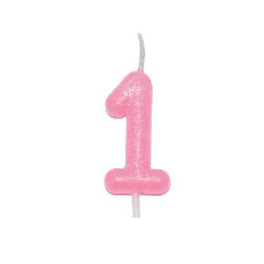 Imagem de Vela Aniversario Rosa c/Glitter - Silver Festas (Numero 1)