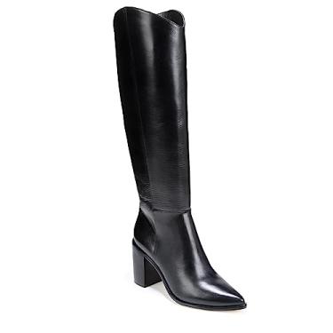 Imagem de Franco Sarto Bota de cano alto feminina Ticada bico fino cano longo, Couro liso preto, 6.5