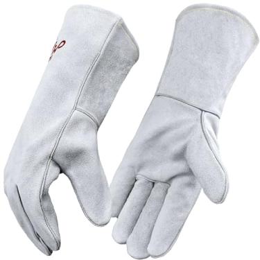 Imagem de MYSAFETY Luvas De Couro Para Soldagem, Masculinas Ou Femininas, Resistentes Ao Fogo E Calor, Tig, Mig, Lareira, Churrasqueira, Forno, Grelha, Fogão A Lenha, Manuseio Animais, À Prova Mordidas Cães G