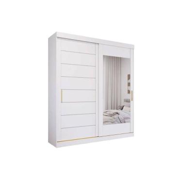 Imagem de Guarda Roupas 2 Portas de Correr (1 c/ Espelho) e 3 Gavetas Flora Branco - Panan