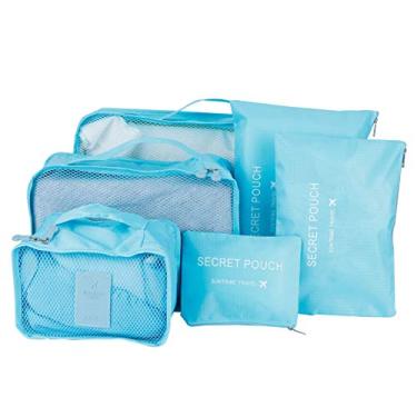 Imagem de Yctze Conjunto de Bolsas de Armazenamento de Viagens de 6pcs - Organizador de Classificação de Roupas para Bagagem e Mal (Azul)