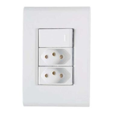 Imagem de Conjunto Interruptor Simples + 2 Tomadas 10a - Linha Liz - Tramontina