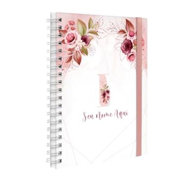 Imagem de Agenda Planner Semanal Plus 2026 Personalizada Monograma Floral Letra I (Branco E Rosa)