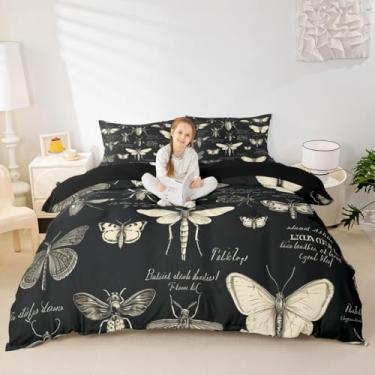 Imagem de Conjunto de capa de edredom de insetos de mariposa borboleta, tamanho Queen, capa de edredom entomológica para decoração de quarto de crianças, meninos, adolescentes, homens, natureza, animal, retrô