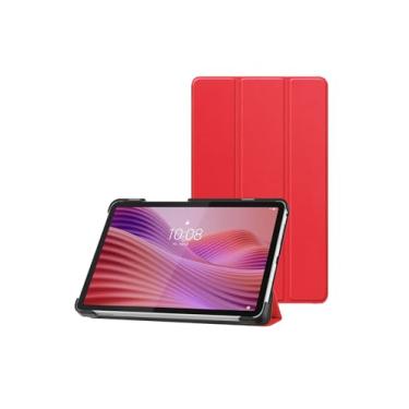 Imagem de Capa para tablet Android Lenovo Tab One 2025 TB305FU de 8,7 polegadas, capa de couro PU WUNIAK ultra leve e fina com design de slot para caneta, vermelha