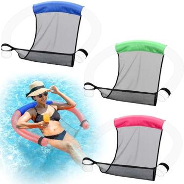 Imagem de Soulchen 3 peças de malha flutuante para cadeira de macarrão para piscina, assento flutuante de água para adultos, brinquedos de praia de verão, acessórios de festa ao ar livre, macarrão de piscina