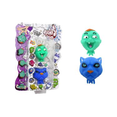Imagem de 2 Bonecos Bebê Verde e Gato Azul - Splats Head Mini