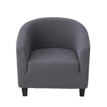 Imagem de CRFATOP Capa macia para cadeira de clube, capa elástica para cadeira de barril, jacquard, capas redondas para sofá, poltrona, elastano, protetor de móveis removível para sala de estar, cinza escuro