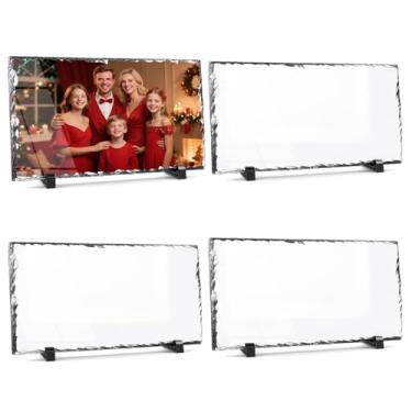 Imagem de Aulsetch Placa de pedra de ardósia de sublimação para decoração de parede e mesa de 20 x 30 cm, 4 peças