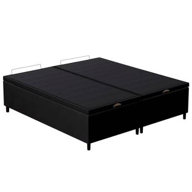 Imagem de Base Cama Box Baú Casal Queen 158cm Hit Z04 Suede Preto - Mpozenato