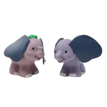Imagem de Fisher-Price Peças de reposição para bonecos colecionáveis da Arca de Noé ou do Zoológico K0475 – Bonecos de elefante de substituição com orelhas de couro e tartarugas verdes nas costas e na cabeça