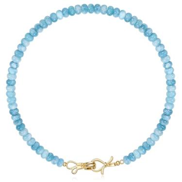 Imagem de Colar de pedras preciosas, gargantilha com contas, para mulheres, melhores amigas, presentes de aniversário para adolescentes, coisas modernas, meias de Natal para ela, laço de ouro 14K, joia de pedra