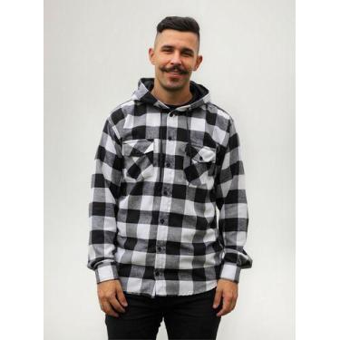 Imagem de Camisa Flanela Xadrez Manga Longa C/ Capuz P Ao G4. - Maximus, Branco 