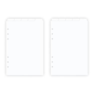 Imagem de Divisórias de fichário A5 com 5 abas de plástico branco, 2 conjuntos de 14 x 20 cm, 10 folhas, recarregáveis, protetores de página para caderno de 6 anéis (branco)