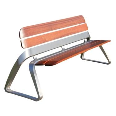 Imagem de ZzleoyuUUs-12 Banco de jardim ao ar livre, banco duplo de jardim, cadeira de encosto de aço inoxidável ao ar livre, terraço de parque de lazer banco de madeira para pátio (médio)