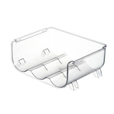 Imagem de Organizador de garrafas de água empilhável Transparente 3 slots Rack de suporte para garrafas de água para mesa de cozinha Gabinete de escritório Plástico Clear Compact Space