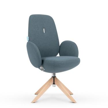 Imagem de Cadeira Escritório DT3 Giorgio, com mecanismo de alta precisão e durabilidade e Ajuste ergonômico.(Pés de Madeira (Faia Européia). (Azzure)