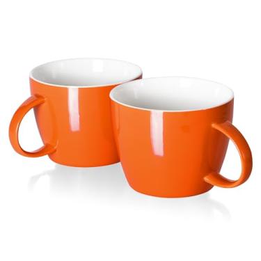 Imagem de Canecas de café extra grandes, conjunto de 2 canecas de café de cerâmica grandes de 850 g e tigela de sopa com alça, seguro para lava-louças e micro-ondas, xícaras grandes de chá, presente e decoração