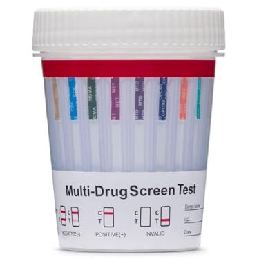 Imagem de DrugExam Kit Com 3 Copos Para Teste De Drogas 12 Painéis E Tira Temperatura Maconha Thc50/Amp500/Bar300/Bzo300/Coc150/Mdma500/Met500/Mtd300/Opi300/Oxy100/Pcp25/Tca1000. Urina