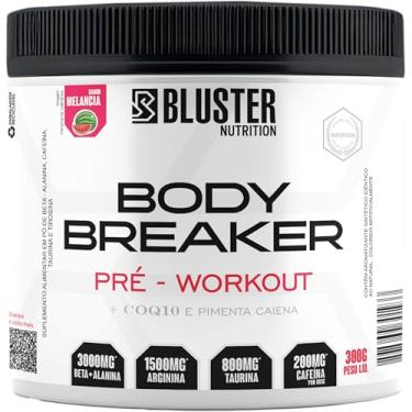 Imagem de Bluster Nutrition, Pré-treino complementado com Beta-alanina, Arginina, Taurina, e Cafeína, Sabor melancia, Body Breaker, 300 gramas