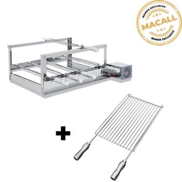 Imagem de Churrasqueira Giratória Inox 6 Espetos 2 Andares The Grill + Grelha Ar