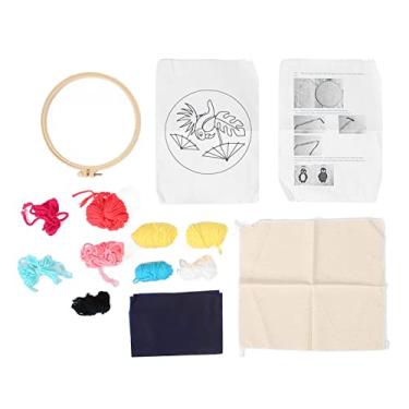 Imagem de Kit de agulha de punção kit iniciante de bordados diy com material de papel de papagaio de desenho animado material de algodão para decoração de casa e para fazer 1 conjunto