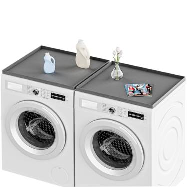 Imagem de YEEBECA Capas de lavadora e secadora para a parte superior de 60 x 60 cm, 2 peças de tapete protetor de silicone para bancada de lavadora e secadora, para organização de lavanderia, possui um padrão