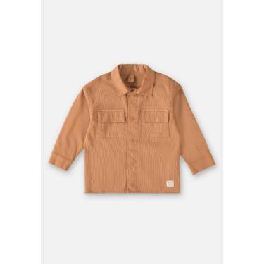 Imagem de Camisa em Sarja Infantil para Meninos Up Baby, Marrom, 8
