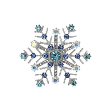 Imagem de Broche de floco de neve para mulheres strass cristal roupas elegantes chapéu bolsa saia acessórios de inverno fantasia de Natal joias presentes, Medium, Liga de aço, Sem Pedra Preciosa