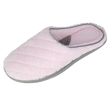 Imagem de Dearfoams Pantufa feminina lavável com espuma viscoelástica Leslie Clog House com larguras amplas, Terry rosa fresco, 9-10
