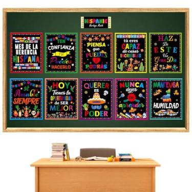Imagem de oyhqes 32 peças de pôsteres de motivação espanhola para sala de aula pôsteres inspiradores bandeira internacional do mundo hispânico latino positivo decoração de parede
