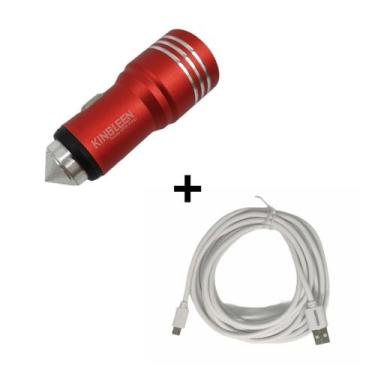 Imagem de Kit Carregador Veicular Turbo 4.8A Automotivo 2 Usb + Cabo Usb V8 Micr