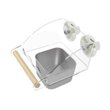 Imagem de IEUDNS Alimentador de pássaros para gaiola de aço inoxidável, tigela de acrílico transparente, recipiente de comida, alimentador de periquitos para caiques,