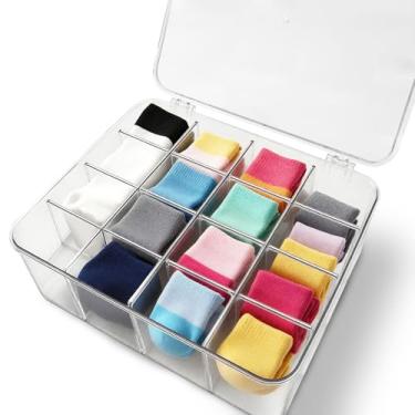 Imagem de Slomg Caixote de armazenamento de plástico com divisórias, organizador de contas de gaveta de 16 compartimentos com tampas para casa, cozinha, escritório, armário, armário, armário, armário, armário